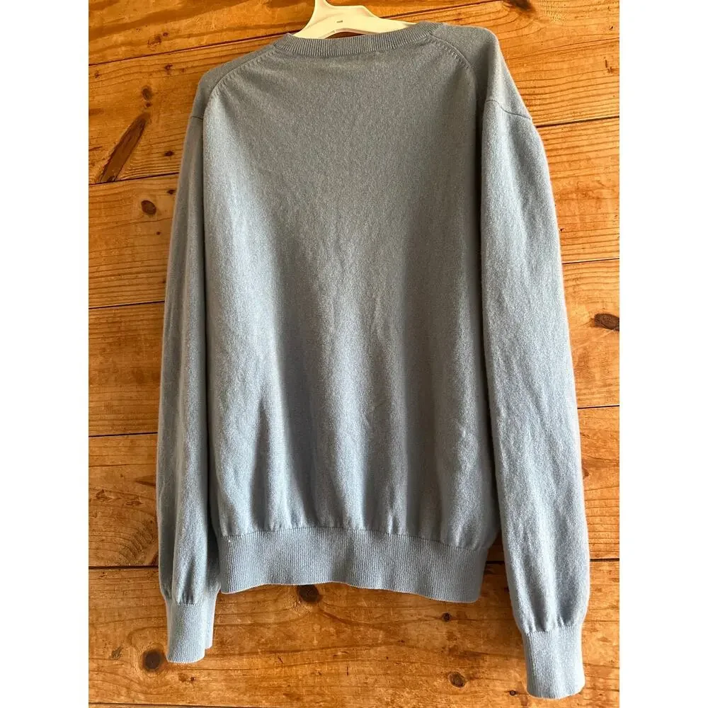 Fairway & Greene 100% Italian Cashmere Blue Vneck Sweater